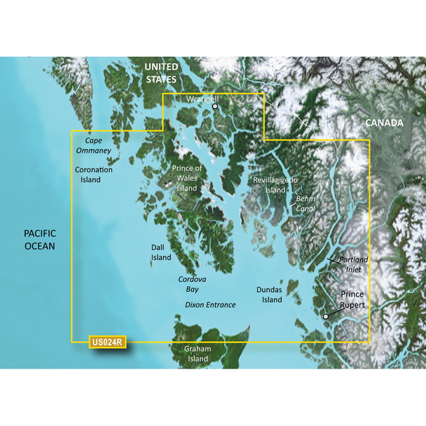 Garmin BlueChart g3 Vision HD VUS024R Coastal Chart for Wrangell and Dixon Entrance