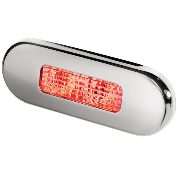 Hella Marine Surface Mount Oblong Red LED Courtesy Lamp with Stainless Steel Bezel