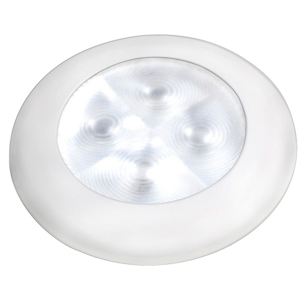 Hella Marine Slim Line LED Enhanced Brightness Round Courtesy Lamp - White LED, White Plastic Bezel, 12V