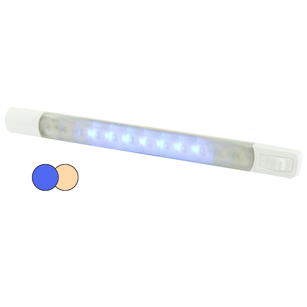 Hella Marine Surface Strip Light with Switch - Warm White and Blue LEDs - 12V