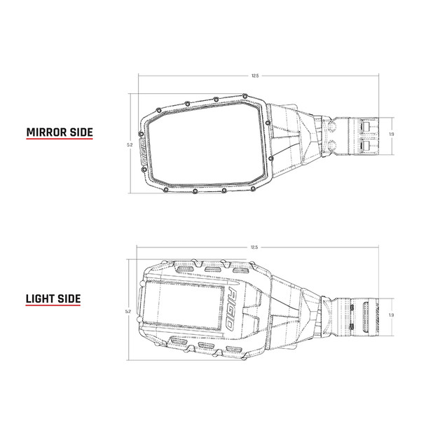 RIGID Industries Reflect Mirror Light - Black Pair with Adjustable Mount and Side Mirror