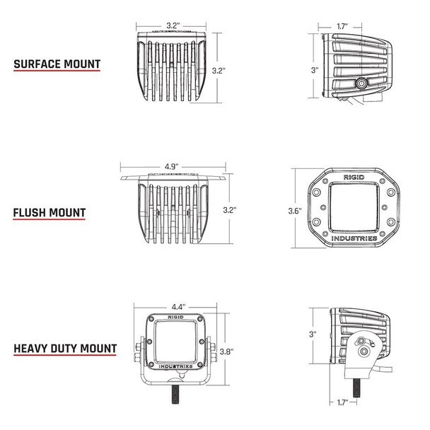 RIGID Industries D-Series Surface Mount Hyperspot Pair - Compact Off-Road LED Lights