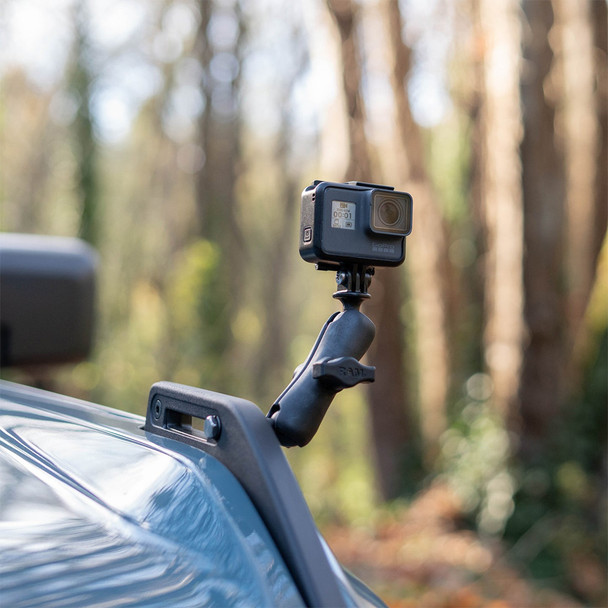 RAM Mounting Systems RAM Tough-Ball for Bronco Hood Tie-Down with Action Camera Adapter (Part #RAP-B-379-252062-2SLW-A-GOP1U)