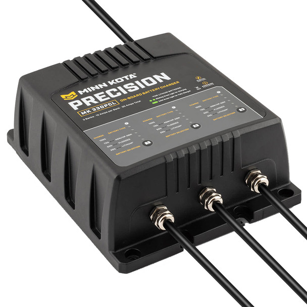 Minn Kota On-Board Precision Charger MK-330 PCL 3 Bank, 10 Amp Lithium Optimized Marine Battery Charger