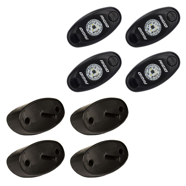 RIGID Industries A-Series Rock Light Kit – 4 Blue LED Lights with Black Housing