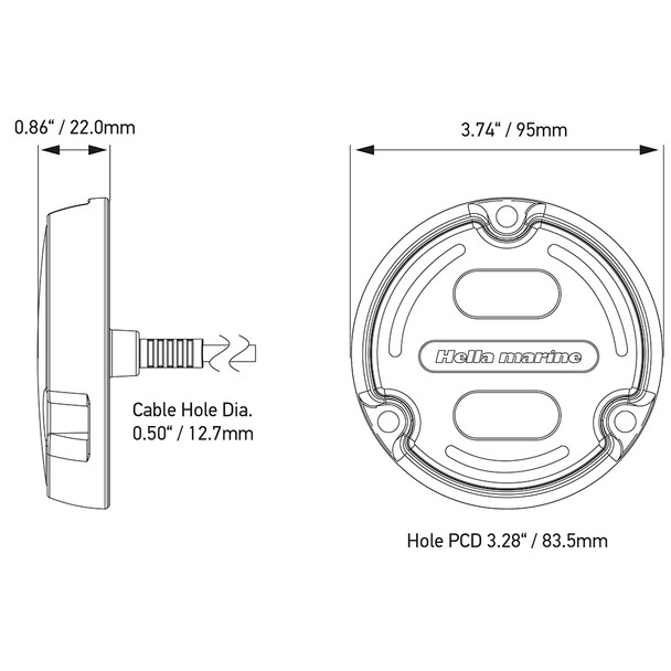 Hella Marine Apelo A2 Underwater Light with 3000 Lumens, Black Housing, and Charcoal Lens