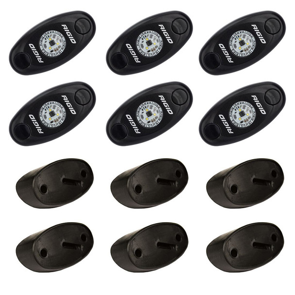 RIGID Industries A-Series Rock Light Kit - 6 Red LED Lights with Black Housing
