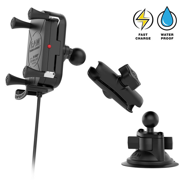 RAM Mounting Systems RAM-B-166-UN12W-1 Tough-Charge 15W Wireless Charging Suction Cup Mount