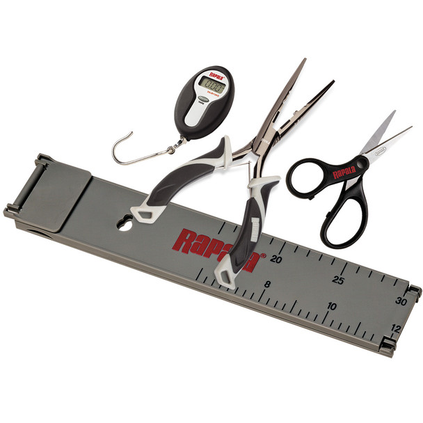 Rapala Fisherman's Tool Combo with Line Scissors, Pliers, Digital Scale, and Folding Ruler