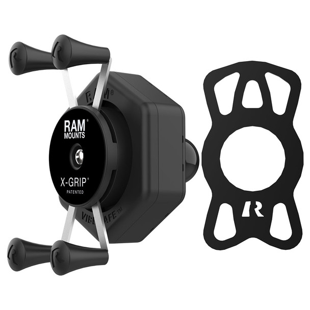 RAM Mounting Systems RAM X-Grip Phone Holder with Ball & Vibe-Safe Adapter - Universal Smartphone Mount for Outdoor & Vehicle Use