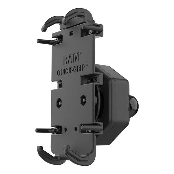 RAM Mounting Systems RAM Quick-Grip XL Phone Holder with Vibe-Safe Adapter and Ball - Rugged Device Security for Smartphones