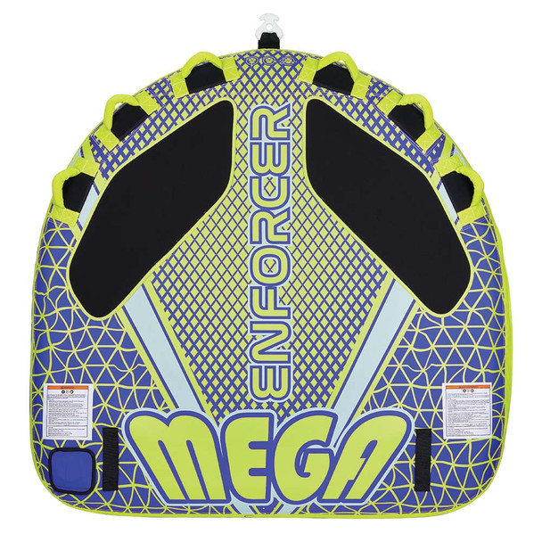 Full Throttle Mega Enforcer Towable Tube - 3 Rider Yellow with Comfort Handles and Durable Cover