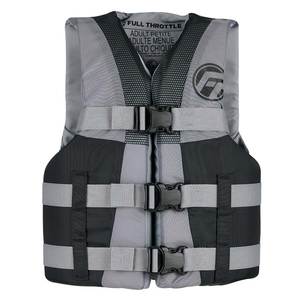 Full Throttle Teen Nylon Life Jacket - Grey/Black, Adjustable Youth PFD for Water Activities
