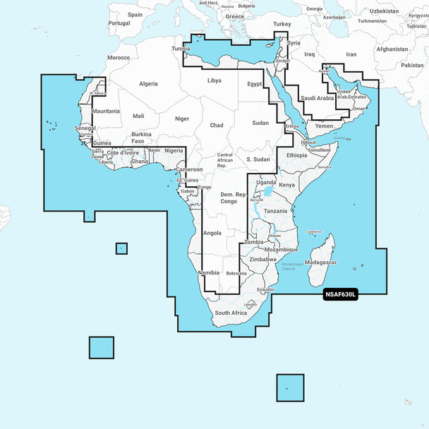 Garmin Navionics+ NSAF630L Africa & Middle East Marine Chart for Compatible Chartplotters