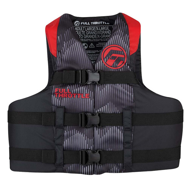 Full Throttle Adult Nylon Life Jacket S/M Red/Black - US Coast Guard Approved