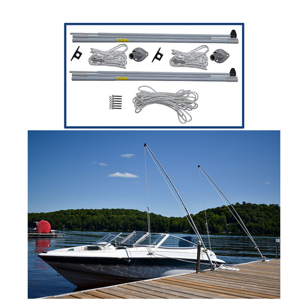 Dock Edge Supreme EZ-Stow Mooring Whips - 10 ft, 4,000 lbs Capacity, Up to 21 ft Boat Protection