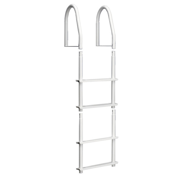 Dock Edge Fixed 4 Step Ladder Bright White Galvalume - Durable Marine Ladder with Stainless Steel Hardware
