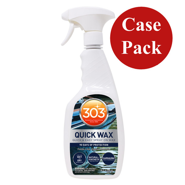 303 Marine Quick Wax - 32oz (Case of 6) for Boat Surface Protection and Shine