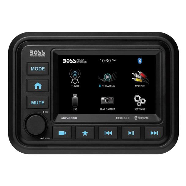 Boss Audio MGV550B Marine Stereo with Bluetooth, AM/FM Radio, and Rear Camera Input