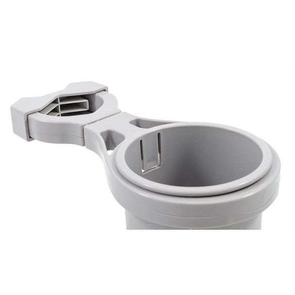 Camco Clamp-On Rail Mounted Cup Holder - Large for 1.5 to 2-Inch Rails, Grey