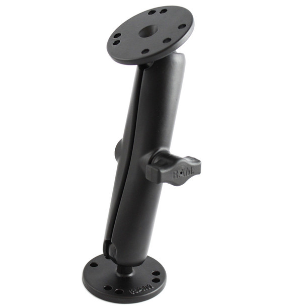 RAM Mounting Systems 1-Inch Diameter Ball Mount with Long Double Socket Arm and Round Bases - Model RAM-B-101U-C