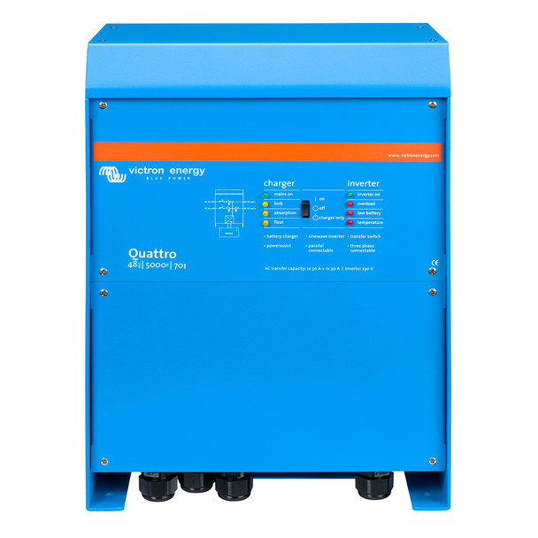Victron Energy Quattro 48/5000/70 100/100 120V VE.Bus UL-Listed Multi-Function Inverter and Charger