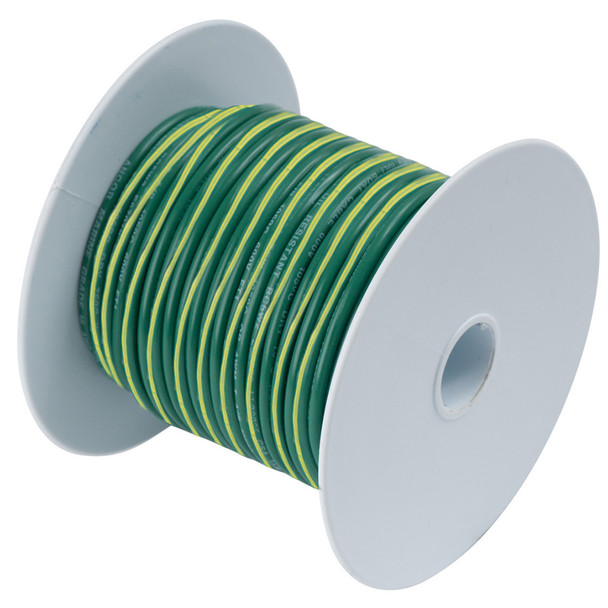 Ancor 10 AWG Tinned Copper Marine Grade Wire with Green and Yellow Stripe - 25 Feet