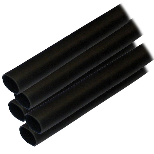 Ancor 305106 Adhesive Lined Heat Shrink Tubing, 1/2 Inch x 6 Inch, Black, 5-Pack
