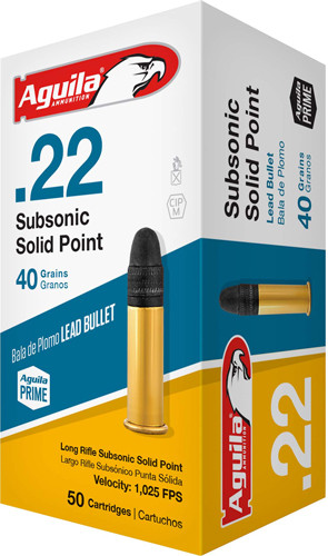 Aguila Subsonic .22 LR 40 Grain Lead Solid Ammunition - 50 Rounds