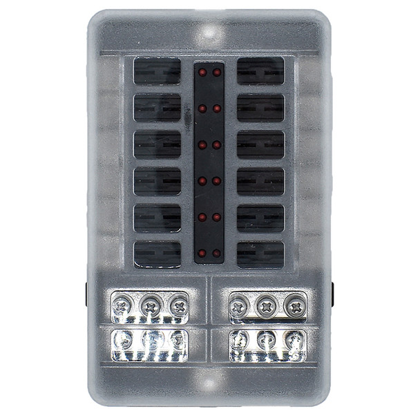 Bluewater 12 Position Fuse Block with LEDs - 48V DC Marine and Mobile Power Protection