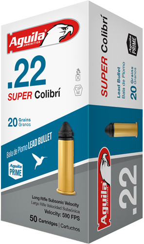 Aguila Super Colibri .22 LR 20 Grain Lead Solid Ammunition - 50 Rounds per Box