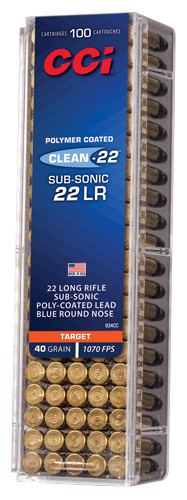 CCI Clean .22 LR 40 Grain Lead Solid Ammo - Part Number 934CC