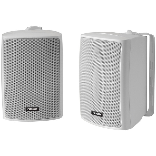 Fusion 4-Inch Compact Marine Box Speakers - White (Pair) for Outdoor and Boat Use