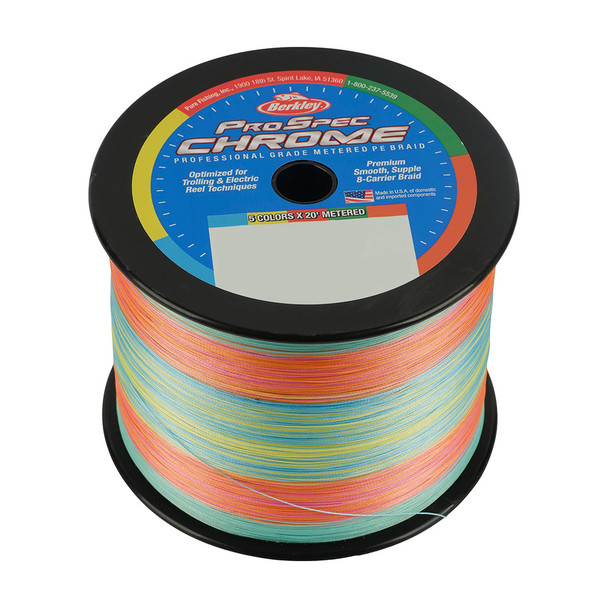 Berkley ProSpec Chrome 5 x 20 Metered Braid - 20lb Test, 3500 Yards, Saltwater Fishing Line