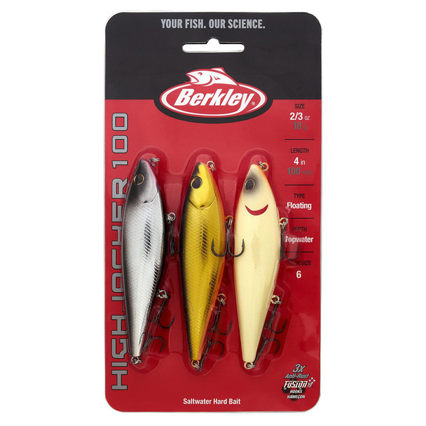 Berkley HighJacker Saltwater Pro Pack Kit - 3-Count 4-Inch Saltwater Fishing Lures with Sharp Fusion19 Hooks