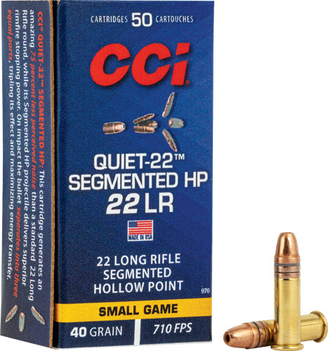 CCI Quiet 22LR 40-Grain Segmented Hollow Point Ammunition - Low Noise for Target Shooting and Practice