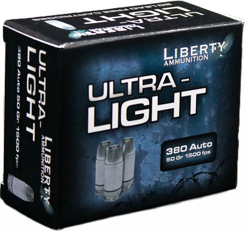 Liberty Ultra Light .380 ACP Copper Solid Hollow Point Ammunition - 50 Grain, Reloadable, Personal Defense