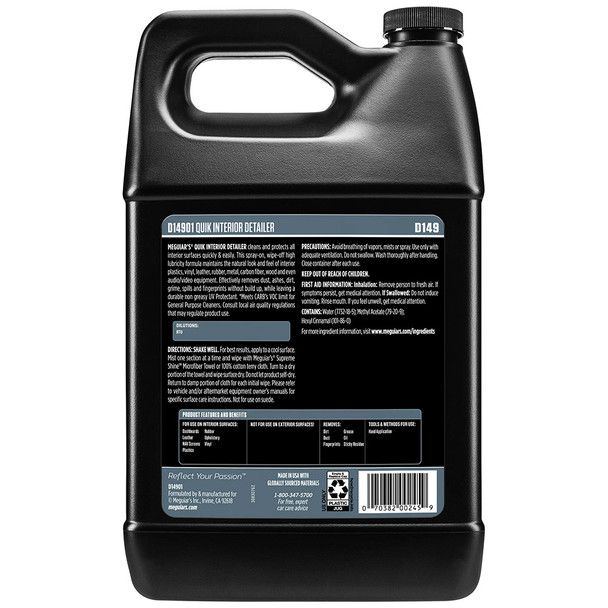 Meguiar's Quik Interior Detailer 1 Gallon for Quick and Safe Interior Surface Cleaning and Protection