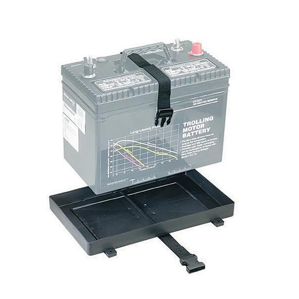 Attwood Marine Group 24 Battery Tray with Straps - Easy Install Battery Holder for Marine and RV Use