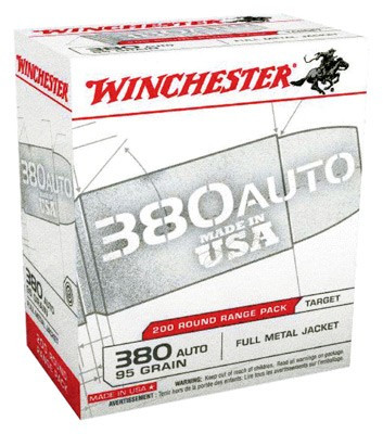 Winchester Ammunition USA 380 ACP 95 Grain Full Metal Jacketed (Box of 200)