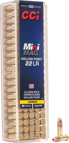 CCI Mini-Mag .22 LR 36 Grain Lead Hollow Point Ammunition - Reliable Performance for Small Game and Target Shooting