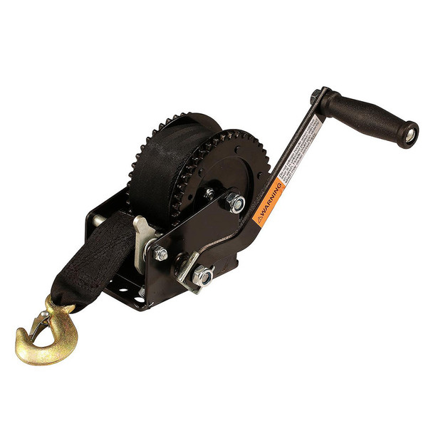 Attwood Marine 2000 lb Dual Drive Winch with 2 inch x 20 ft Nylon Strap