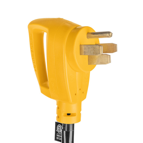Camco Power Grip 18-Inch 50 Amp to 30 Amp RV Adapter - Heavy-Duty, Weather-Resistant Cord with PowerGrip Handles