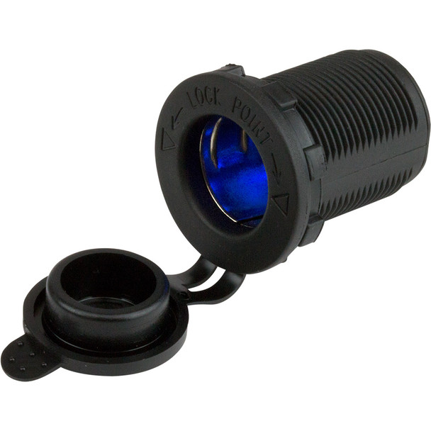 Sea-Dog 12V Power Socket with Blue LEDs - Easy Install Marine and Automotive Power Outlet