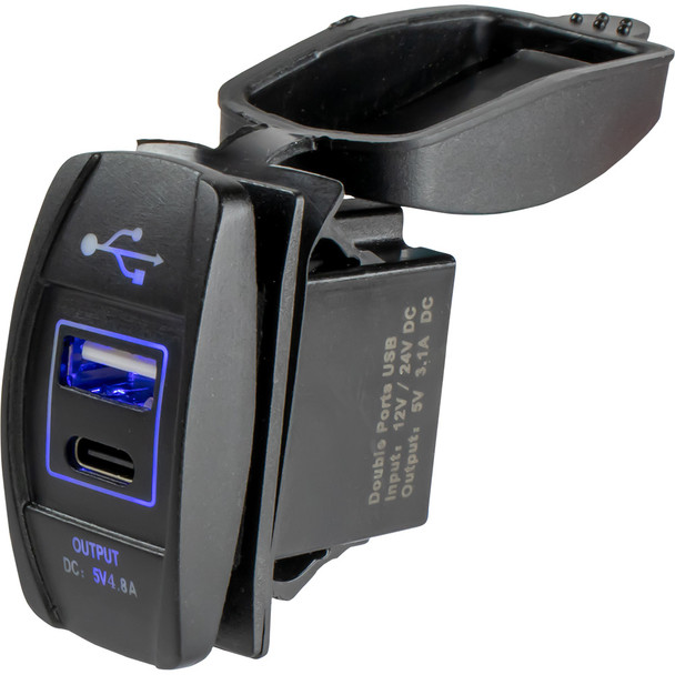 Sea-Dog USB & USB-C Rocker Switch Style Power Socket with Power Delivery