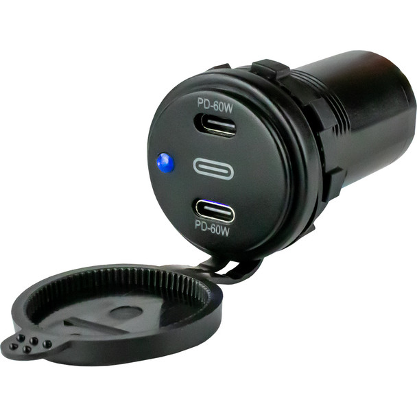 Sea-Dog Dual USB-C Power Socket with Power Delivery and LED Illumination
