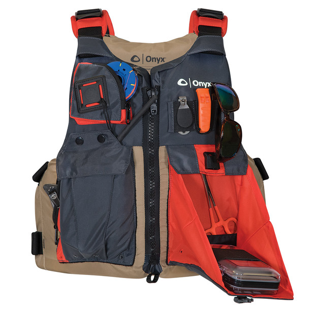 Onyx Outdoor Kayak Fishing Vest - Adult Universal Tan/Grey