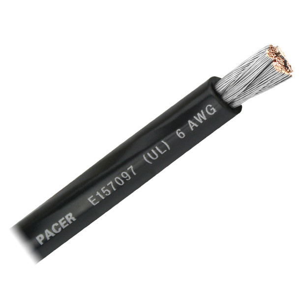 Pacer Black 6 AWG Marine Battery Cable - Sold By The Foot