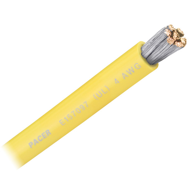 Pacer Yellow 4 AWG Marine Battery Cable - Sold By The Foot