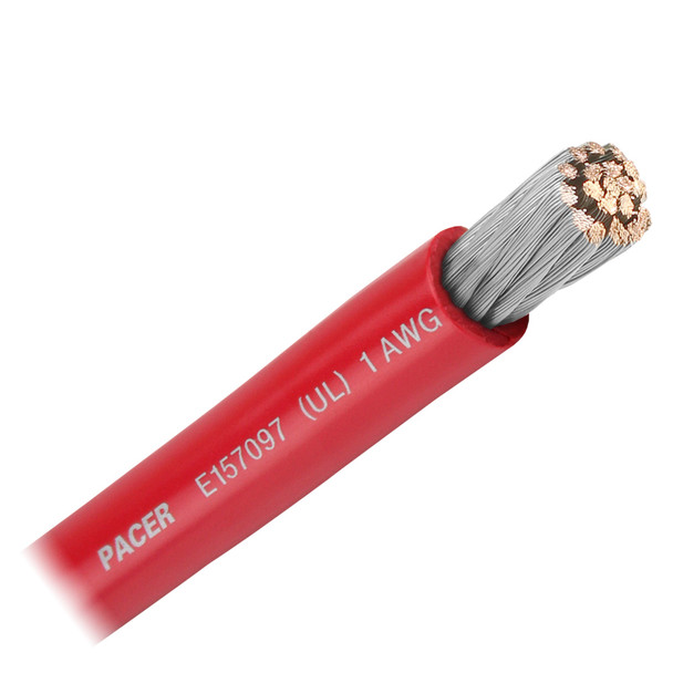 Pacer Red 1 AWG Marine Battery Cable - Sold by the Foot